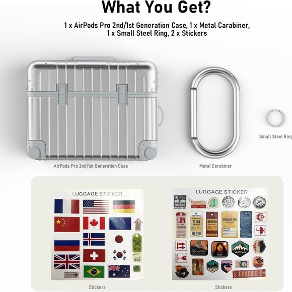 Compatible with AirPods Pro 2nd/1st Generation Case Cover, Cute Funny Suitcase D - Picture 7 of 7